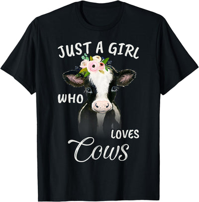 Watercolor Just a Girl Who Loves Cows T-Shirt