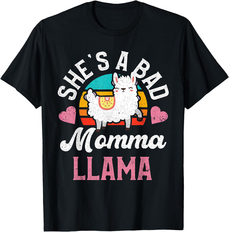 LLama Squad Shirts and Gifts Vintage Momma Llama Mom Farm Animal Llama Lover T-Shirt - Black