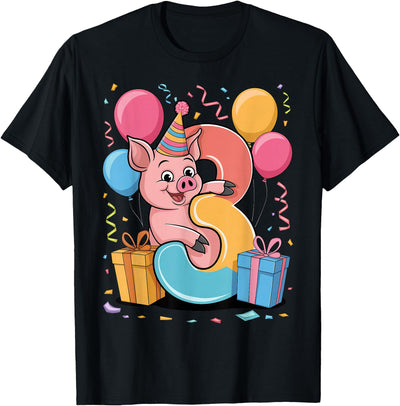 Pig 3rd birthday for boy girl 3 years old third three Pig T-Shirt