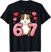 Guinea pig 67 Meme Valentines Cute 67 Heart Guinea Pig Love T-Shirt - Black