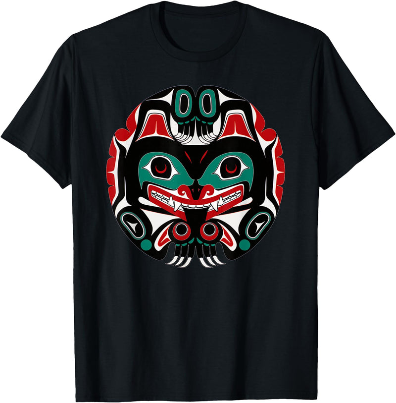 Tribal America Alaska Native American Art Tlingit Eagle Tribal Bear Clan T-Shirt - Black