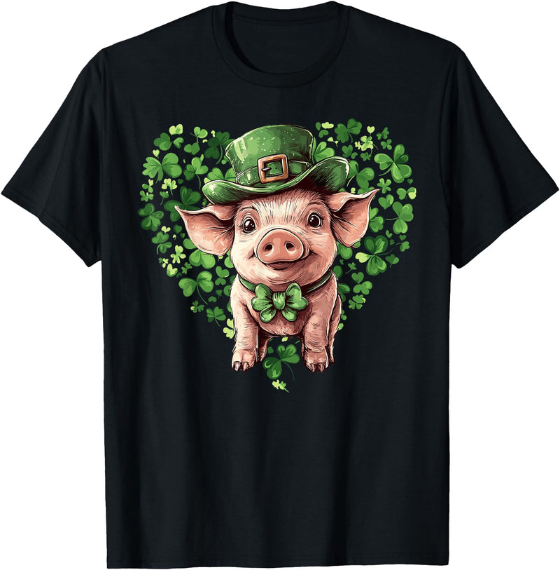 Irish Pig Lover St. Paddy’s Day Funny St. Patrick’s Day Pig Lucky Shamrock Irish Farm T-Shirt - Black