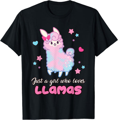 Just A Girl Who Loves Llamas BW Art Llama Girl Shirt Just A Girl Who Loves Llamas Cute T-Shirt