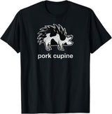 Pork Cupine Shirts Funny Pork-Cupine Shirt - Porcupine and Pig Tee T-Shirt - Black