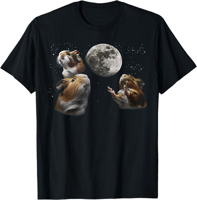 3 Guinea Pigs Moon Howling Funny Rodent For Men, Women, Kid T-Shirt