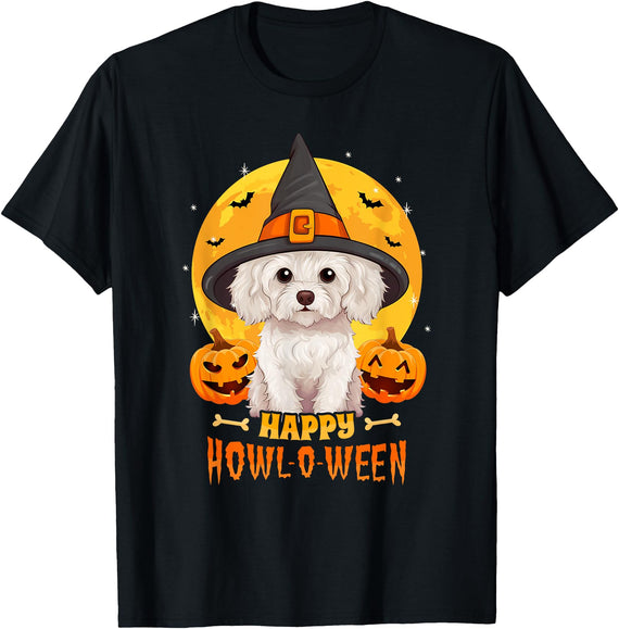Halloween N Maltipoo Maltipoo Halloween Dog Howl O Ween Funny Pet Men Women Kids T-Shirt - Black