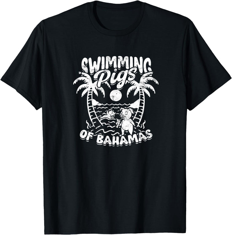 Bahamas - Animals - Attraction SWIMMING PIGS OF BAHAMAS - Bahamas T-Shirt - Black