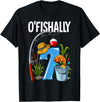 Fishing Theme Birthday Gifts O'fishally 7 Years Old 7th Birthday Fishing T-Shirt - Black