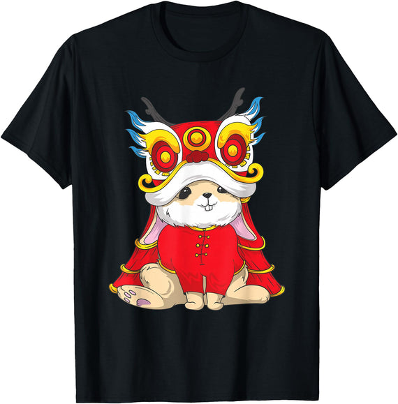 Chinese New Year 2023 Year of the Rabbit Zodiac Boy Kid Girl T-Shirt in Black