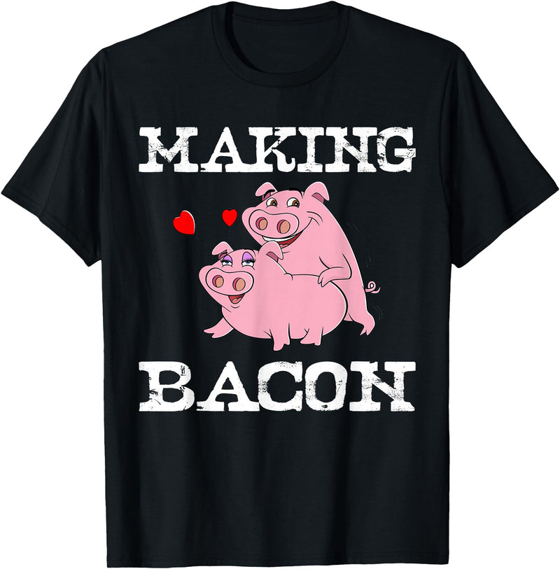 Funny Bacon Tee Gifts for Men Women Funny Pigs Making Bacon Tee Cute Pork Breakfast Tee Women T-Shirt - Black