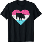 Retro Vintage Animal and Pet Gifts Retro Vintage Pig Gift for Women or Girls T-Shirt - Black