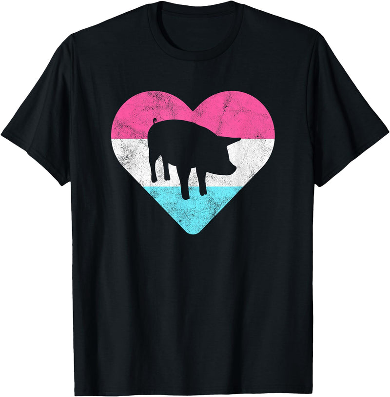 Retro Vintage Animal and Pet Gifts Retro Vintage Pig Gift for Women or Girls T-Shirt - Black