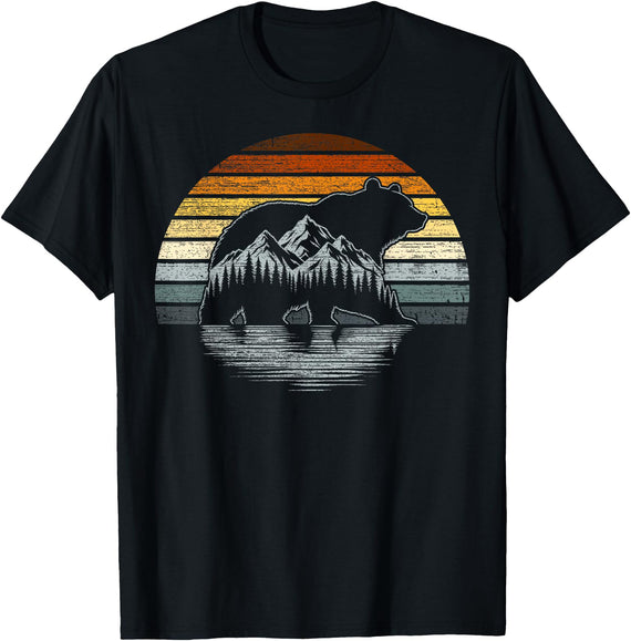 Bear Community Bear Brotherhood Gay Men Gifts Bear Pride Retro Mountain Nature Gay Bear Flag T-Shirt - Black