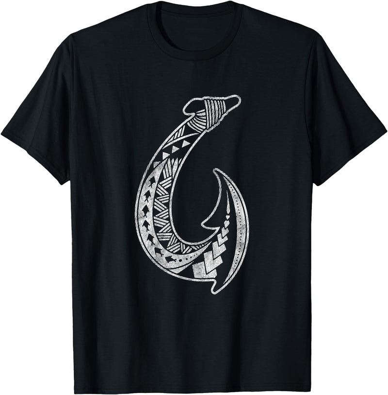 Vintage Hawaii Tribal Fish Hook Hawaiian Maori Hawaii Tribal Fish Hook Hawaiian Polynesian Maori Vintage T-Shirt - Black