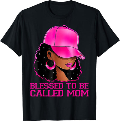 Blessed To Be Called Mom Cats Mothers Day African American Afro Blessed To Be Called Mom Mothers Day T-Shirt