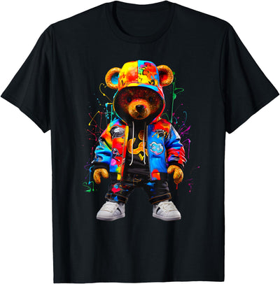 Hip-Hop Teddy-Bear Colorful Teddybear with Graphic Hoodie
