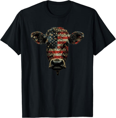 4th of July Cow Farm Outfits Patriotic Farmer Usa American T-Shirt