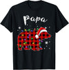 Red Plaid Papa Bear Buffalo Matching Family Pajama Christmas T-Shirt - Black