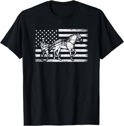 horse racing gifts Harness racing american flag, horse harness racing T-Shirt