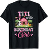Cow First Birthday Girl Family Titi Of The Birthday Girl 1St Birthday Cow Farm Family T-Shirt - Black