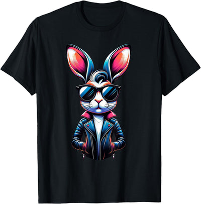 Punk Rocker Bunny in Leather Jacket T-Shirt