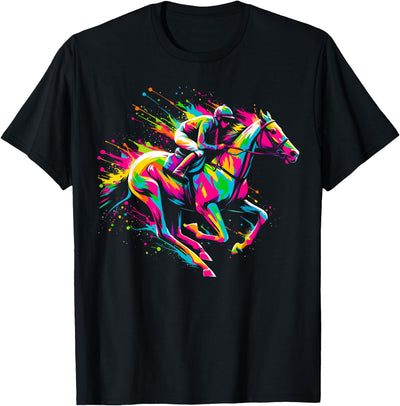 Funny Horse Racing Horse Racing Colorful Horse and Derby T-Shirt