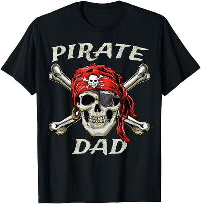 Dibble Dabble Designs for Pirate Family Pirate Dad Skull and Crossbones Jolly Roger Birthday Pirate T-Shirt