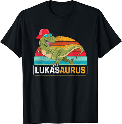 Lukas Name Gifts Boy Named Lukas Lukas Saurus Dinosaur Boy Lukas Name T-Shirt