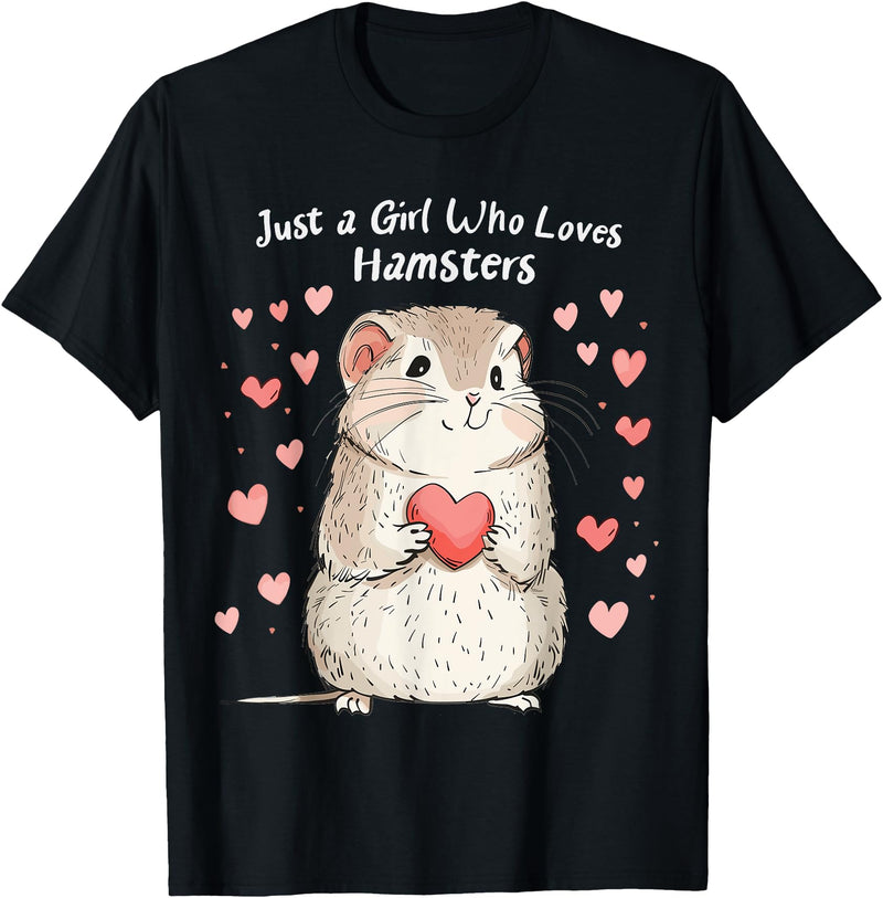 Cute Hamster Lovers Gift This Girl Loves Her Hamster T-Shirt - Black
