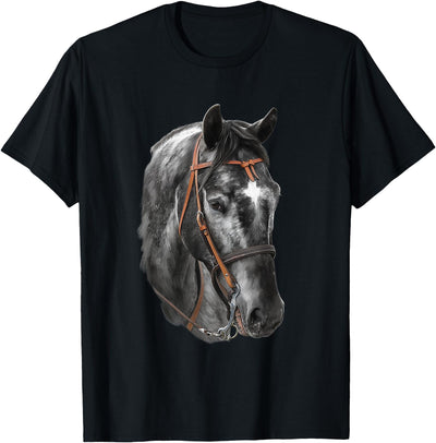 Horse Craze Tees Happy Vibes Black Horse Side View T-Shirt