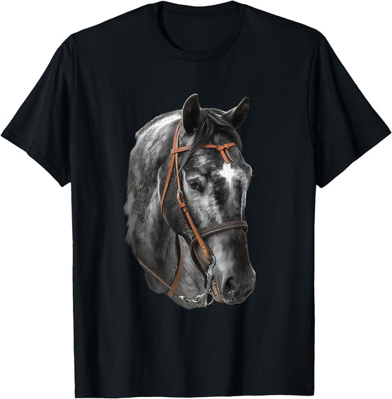 Horse Craze Tees Happy Vibes Black Horse Side View T-Shirt - Black