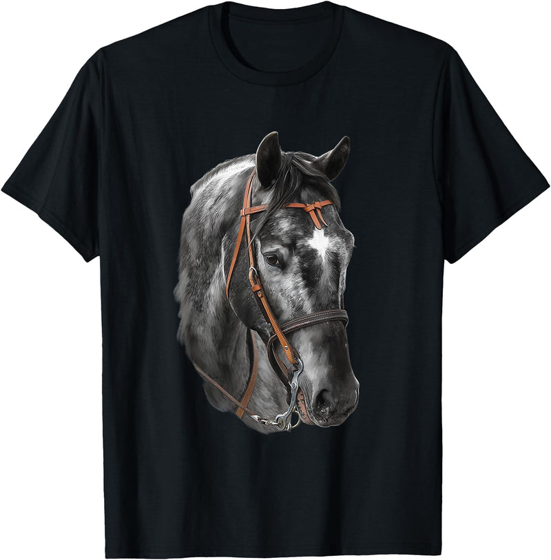 Horse Craze Tees Happy Vibes Black Horse Side View T-Shirt - Black