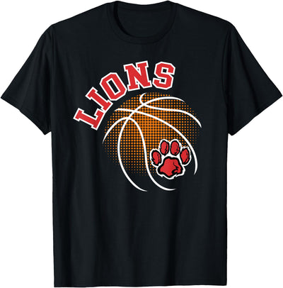 Lions Basketball Red Lion Pride School Spirit Lion Mascot T-Shirt