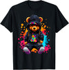 Hip Hop Teddy Bear Aesthetic Wear Co. Hip Hop Bear Colorful Teddy Bear With Hoodie Baseball Cap T-Shirt - Black