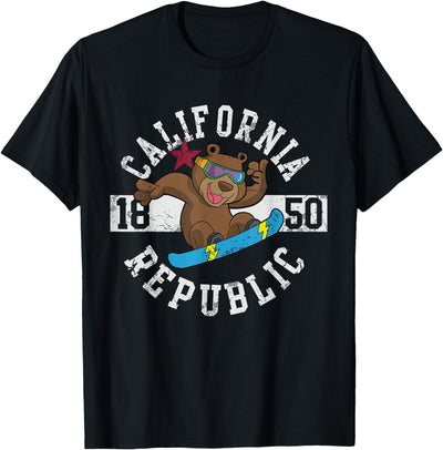 California Republic Bear Snowboarder Snowboarding Snowboard T-Shirt