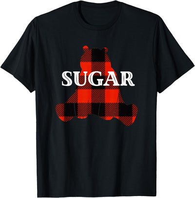 Sugar Nickname Bear Buffalo Plaid Design T-Shirt