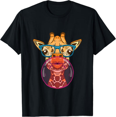 Giraffe Glases Bubblegum Funny Animal Chewing Gum Girls T-Shirt