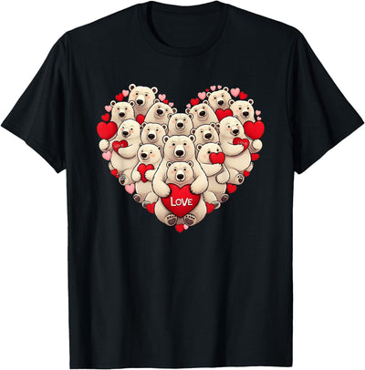 Funny Polar Bear Heart Valentine Womens Mens Kids T-Shirt