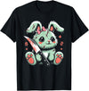 Creepy Cute Bunny Rabbit Alt Goth Grunge Horror Aesthetic T-Shirt (Black) in Black