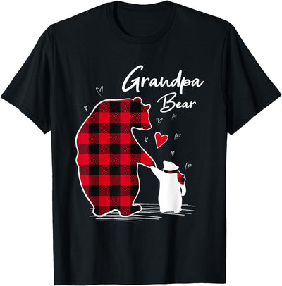Family Bear Matching Christmas Buffalo Plaid Grandpa Bear T-Shirt