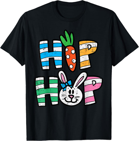Easter Hip Hop Carrot Bunny Rabbit Boys Girls Kids Toddler T-Shirt in Black