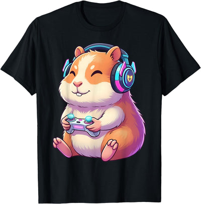 Funny Cute Hamster Gamer Adorable Video Game Animal Design T-Shirt