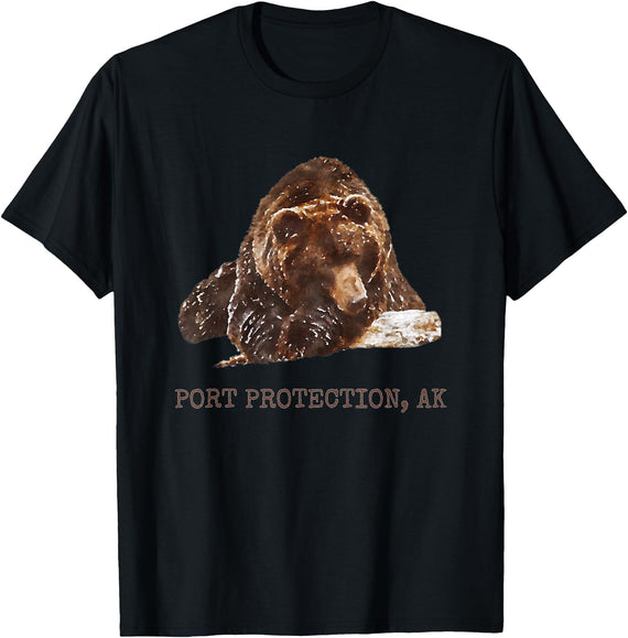 Port Protection Alaska Wild Grizzly Bear Nature Port Protection Brown Grizzly Bear In Snow Alaska Pacific NW T-Shirt - Black