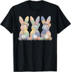 Easter Patchwork Bunny Cute Bunny Rabbit Coquette Lace Bow T-Shirt in Black