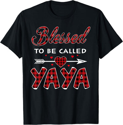 Blessed to Be Called Yaya Buffalo Plaid Grandma Christmas T-Shirt