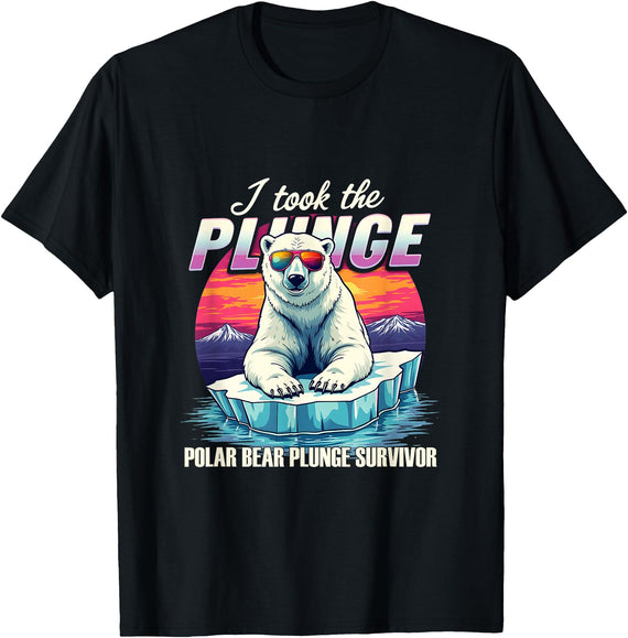 Chilly Dive Apparel Costume Polar Bear Plunge Survivor Fun Winter Adventurers Apparel T-Shirt - Black