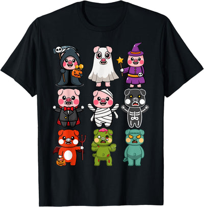 Pig Spooky Ghost Witch Boo-jee Horror Pumpkin Pig Halloween T-Shirt