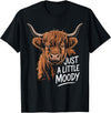 Scottish Highland Cow Lovers men woman kids Highland Cow Just A Little Moody Flower Cattle Hairy Cow T-Shirt - Black