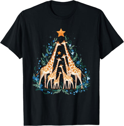 Cute Giraffes Tree Christmas Giraffe Lovers Xmas Holiday T-Shirt