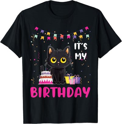 Birthday Girl Black Cat Animal Lovers Shirt It's My Birthday Cat Pet Animal T-Shirt